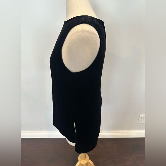 Theory Women's Black Velvet Sleeveless Crew Neck High Low Blouse Top size Medium - Picture 2 of 8